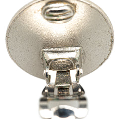 Silver Cruise CC Logo Disc Clip on Earrings