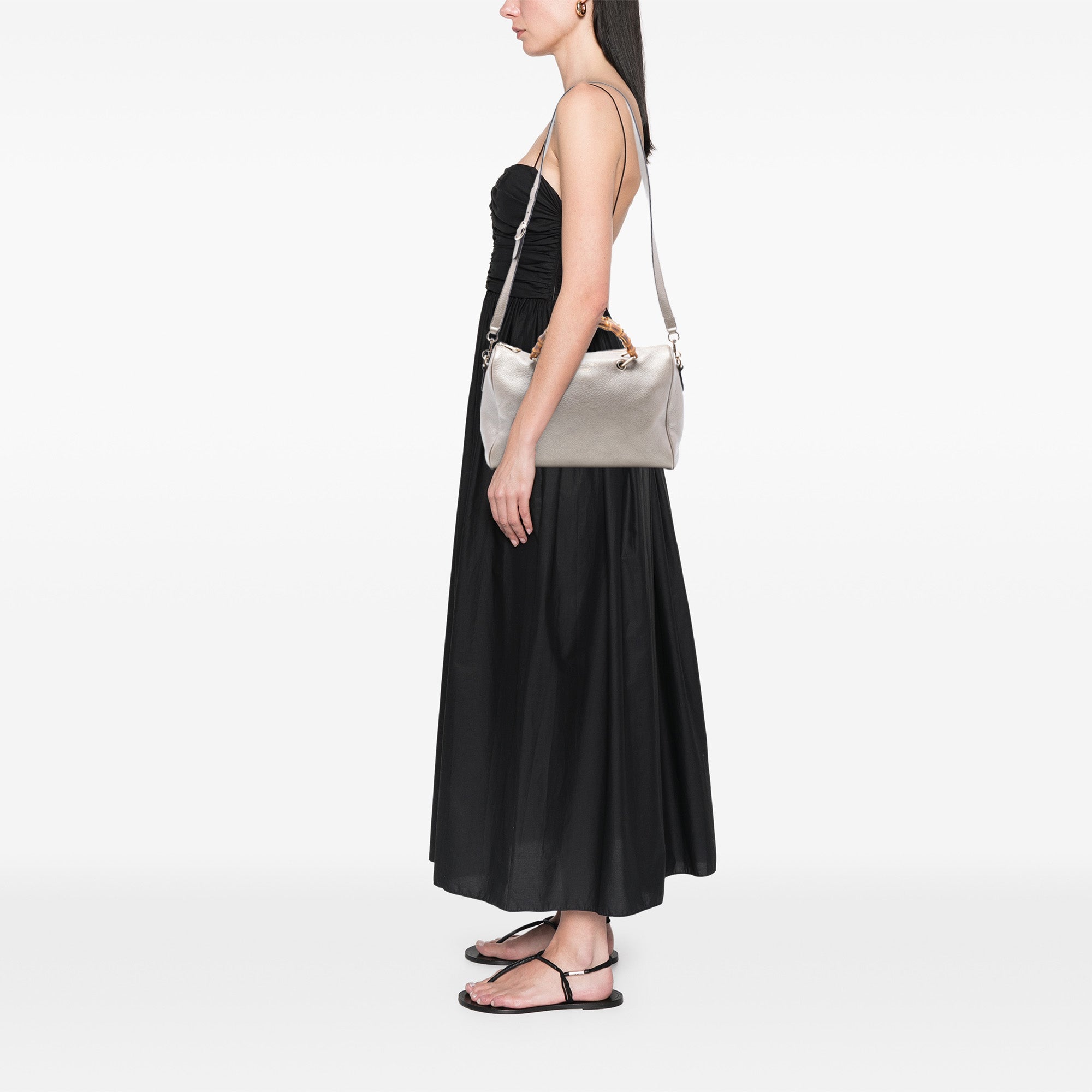 Medium Calfskin Bamboo Shopper Boston Bag