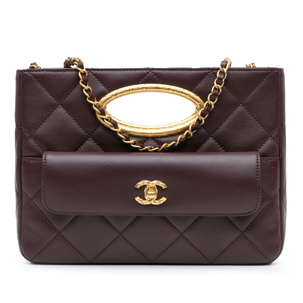 Quilted Lambskin Cut-Out Clutch With Chain