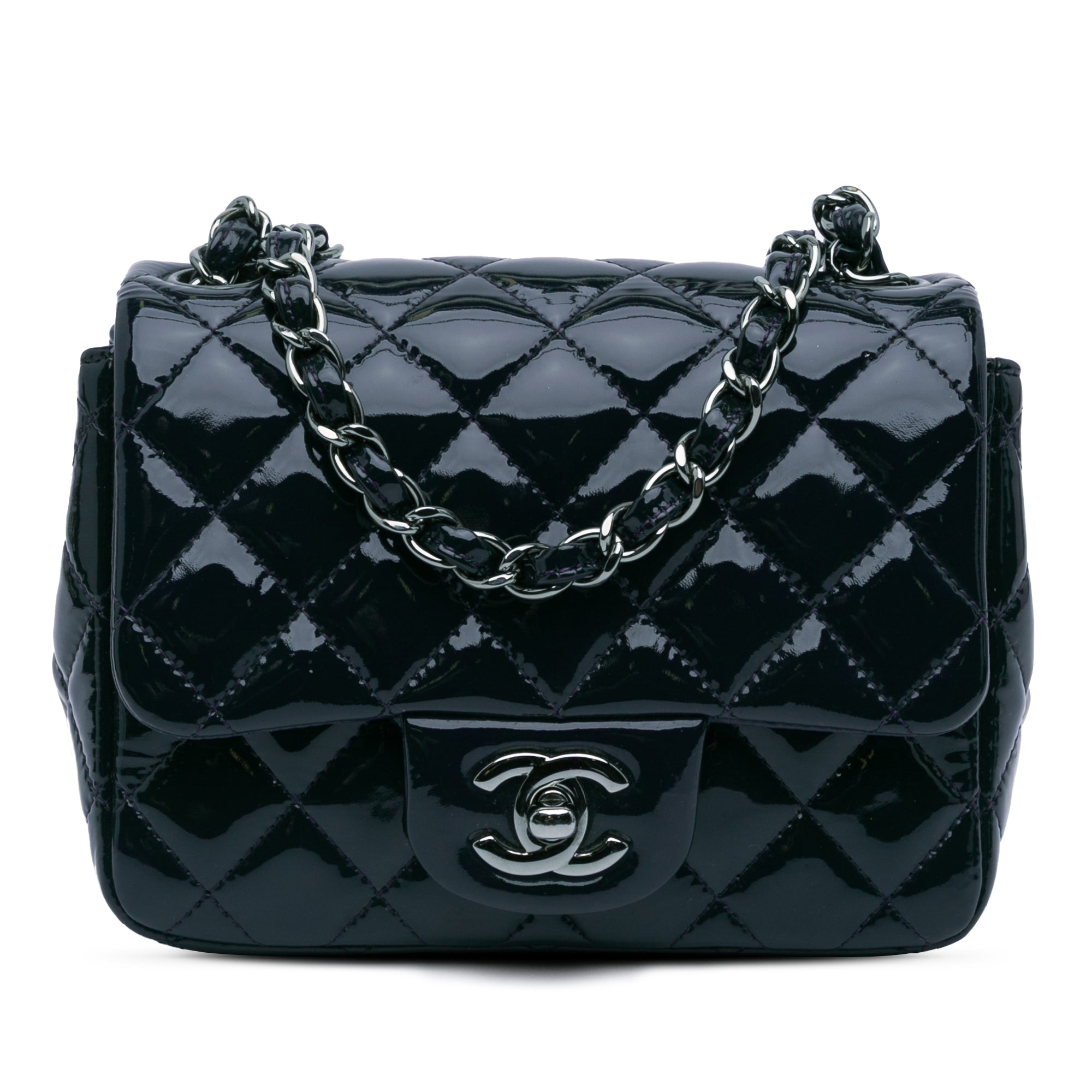 Mini Square Classic Patent Single Flap