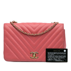 Medium Chevron Lambskin Statement Flap