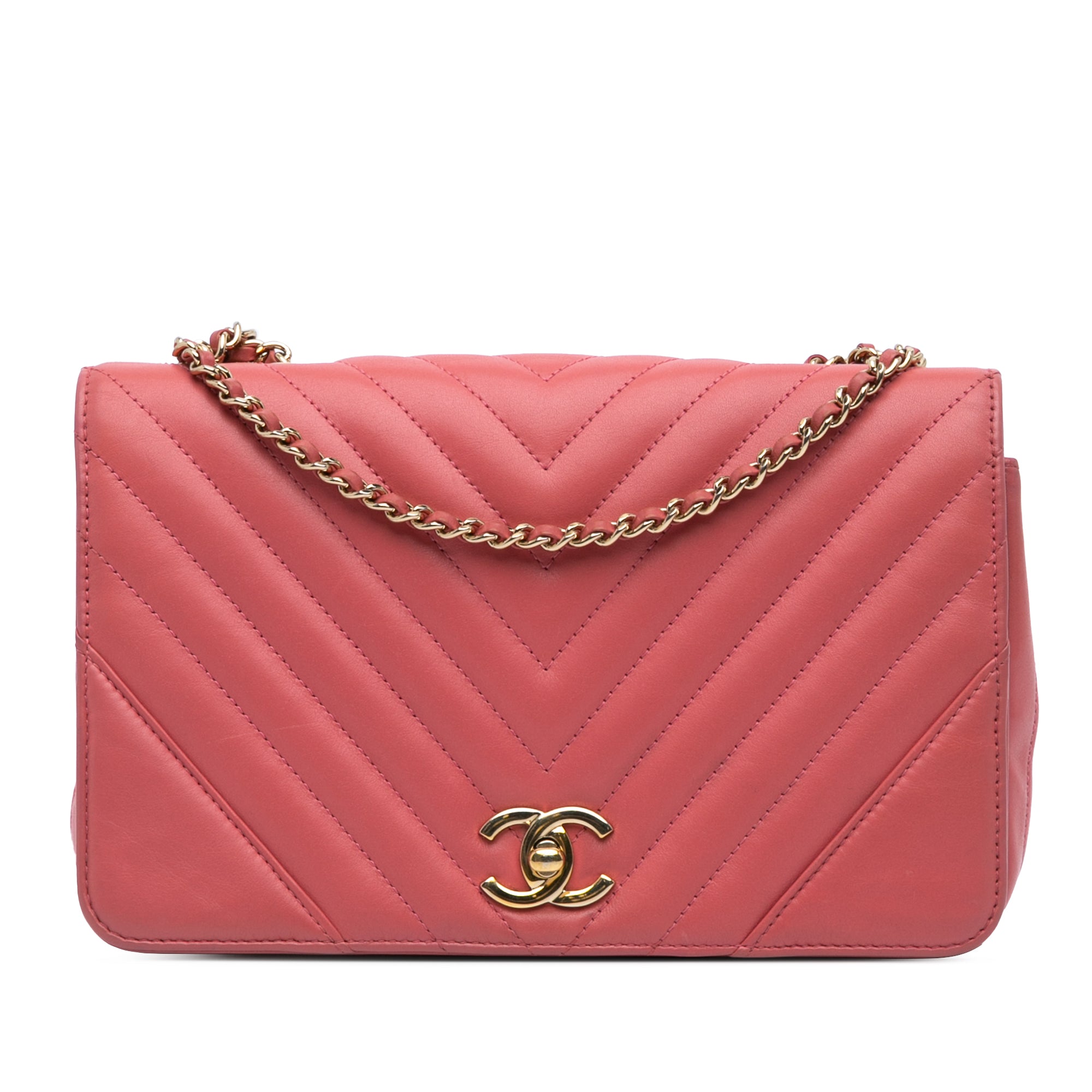 Medium Chevron Lambskin Statement Flap