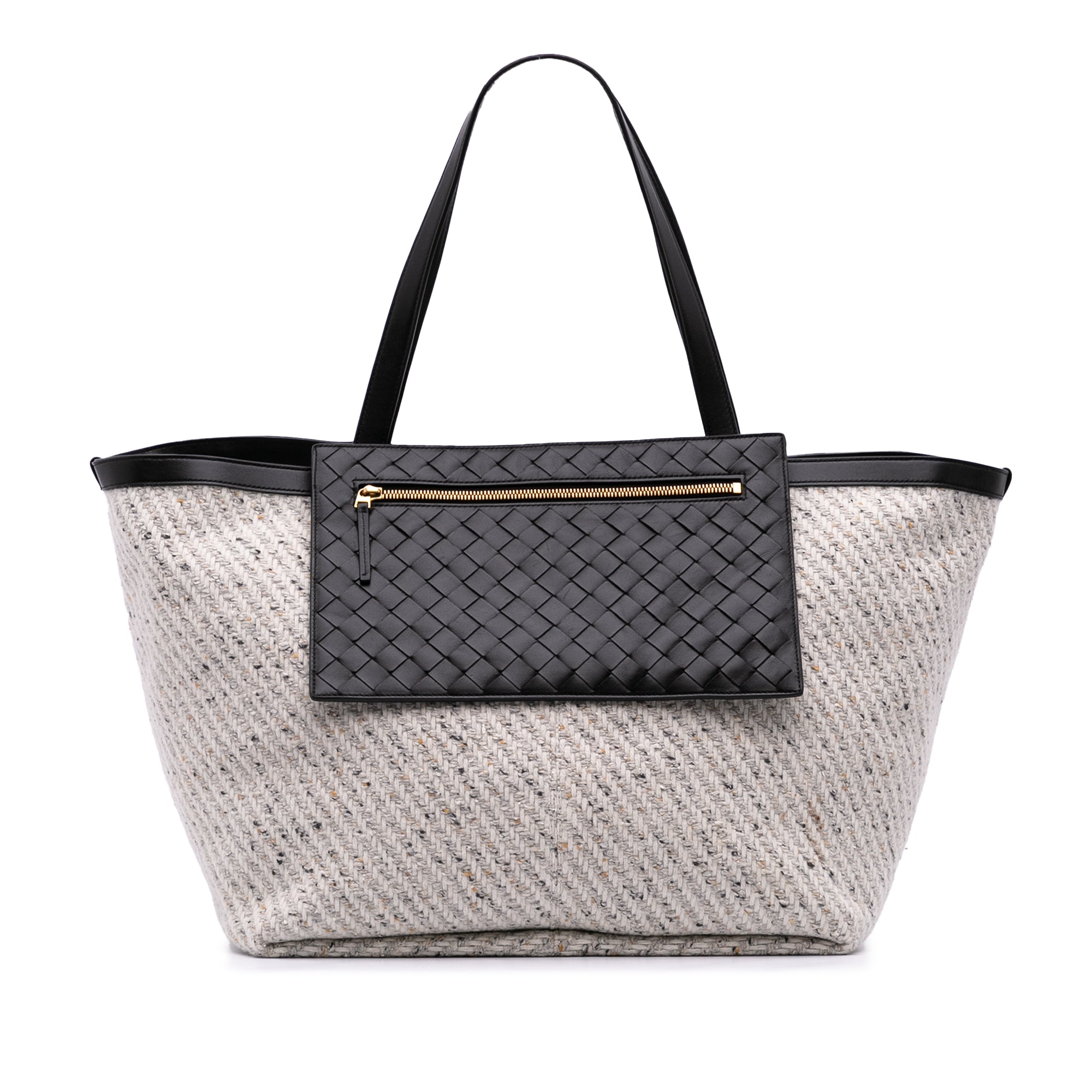 Large Wool and Calfskin Flip Flap Tote