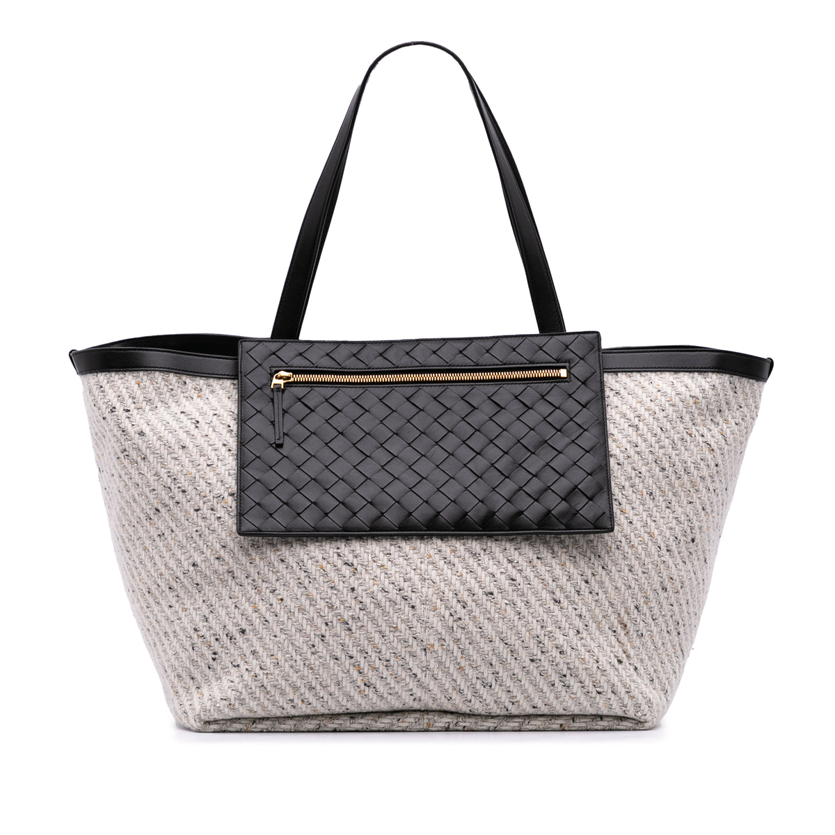 Large Wool and Calfskin Flip Flap Tote