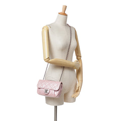 Mini Quilted Metallic Calfskin Coco Pleats Chain Flap