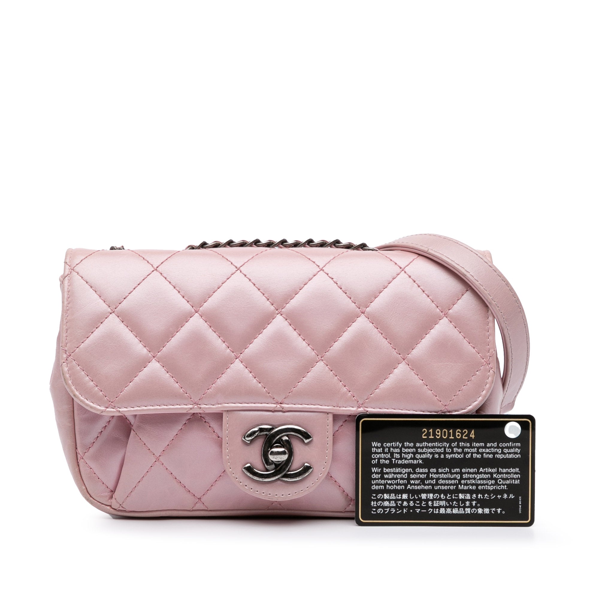Mini Quilted Metallic Calfskin Coco Pleats Chain Flap