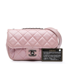 Mini Quilted Metallic Calfskin Coco Pleats Chain Flap