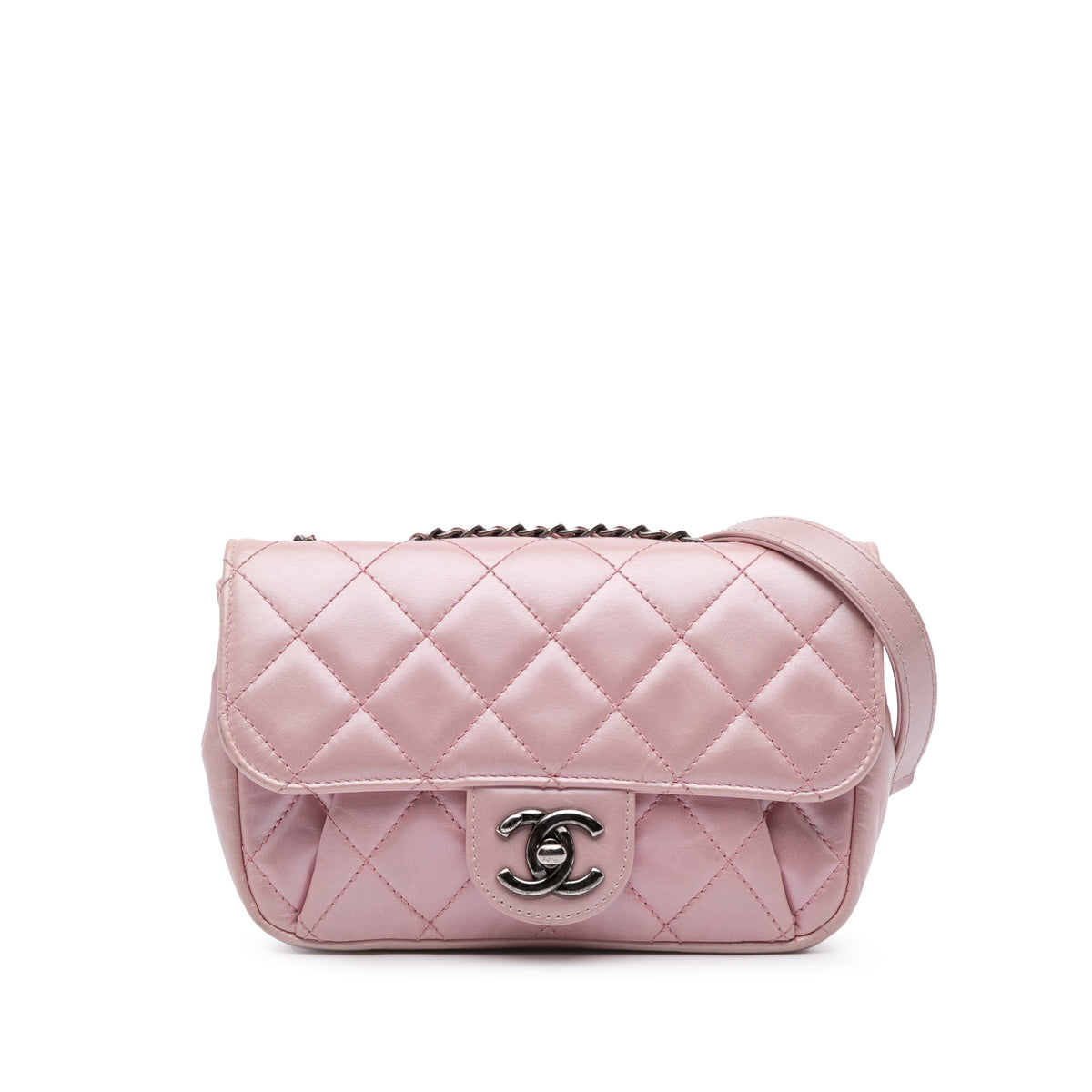 Mini Quilted Metallic Calfskin Coco Pleats Chain Flap