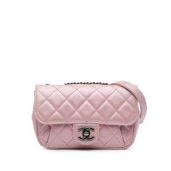 Mini Quilted Metallic Calfskin Coco Pleats Chain Flap