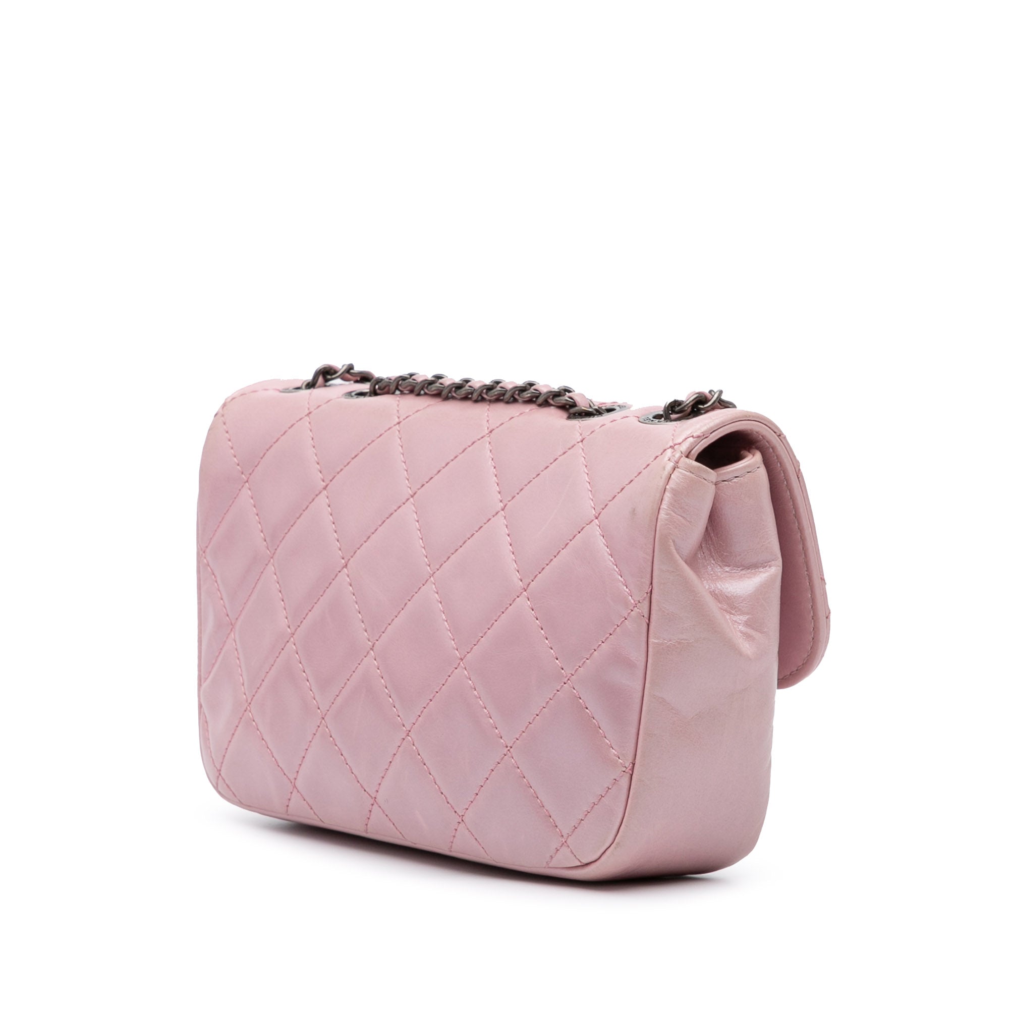 Mini Quilted Metallic Calfskin Coco Pleats Chain Flap