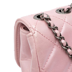 Mini Quilted Metallic Calfskin Coco Pleats Chain Flap