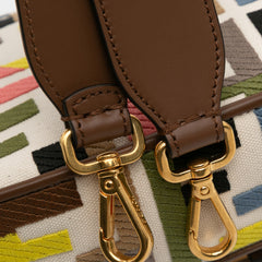 Zucca Canvas Embroidered Baguette Satchel