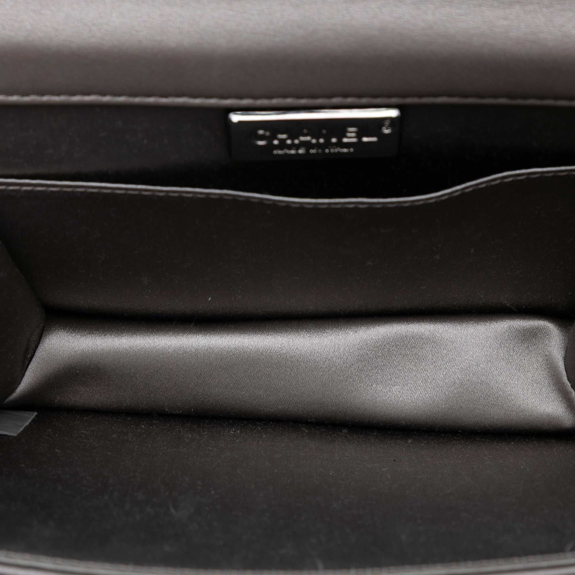 Small Lambskin Chocolate Bar CC Piercing Studded Chain Flap