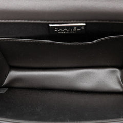 Small Lambskin Chocolate Bar CC Piercing Studded Chain Flap