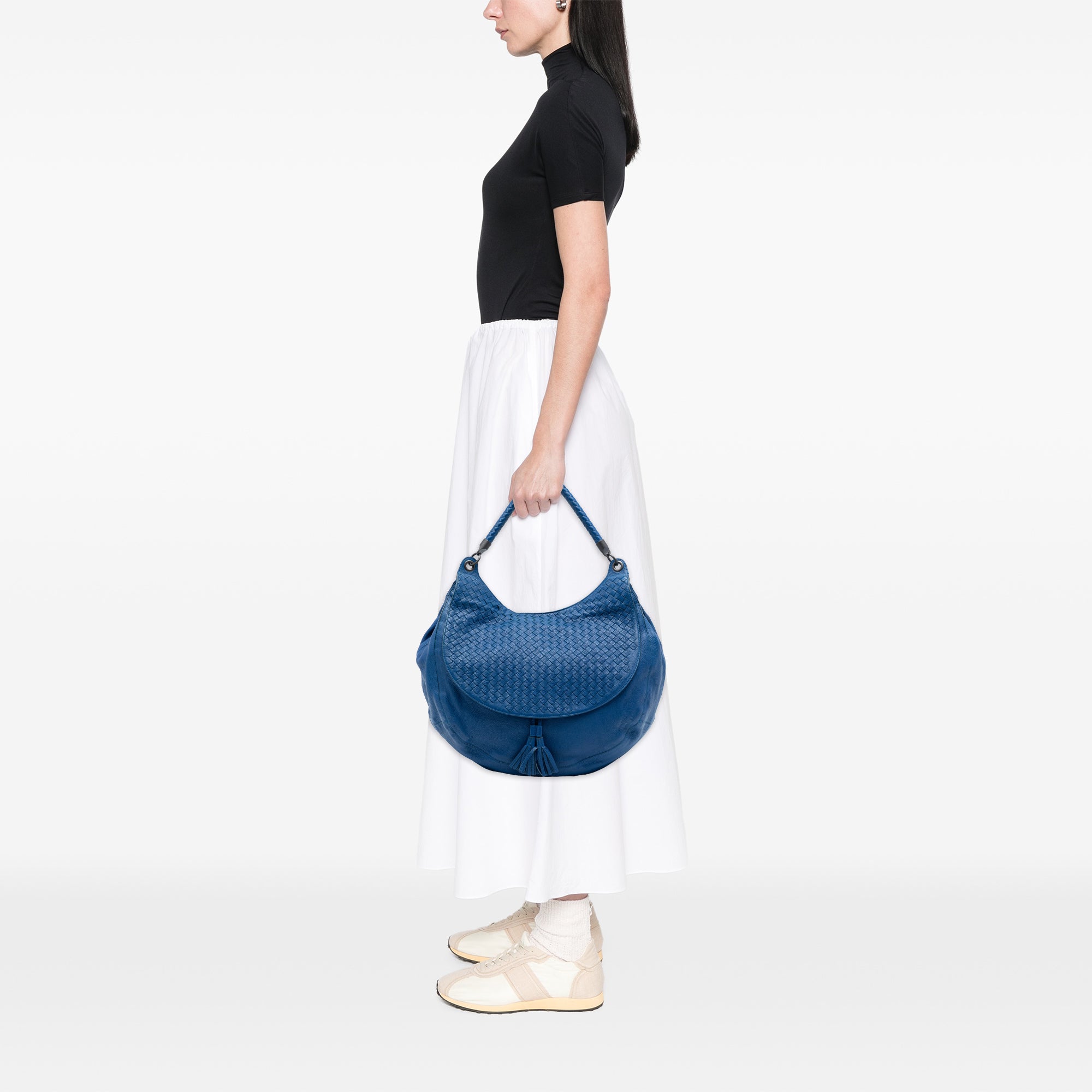 Large Washed Cervo Intrecciato Hobo