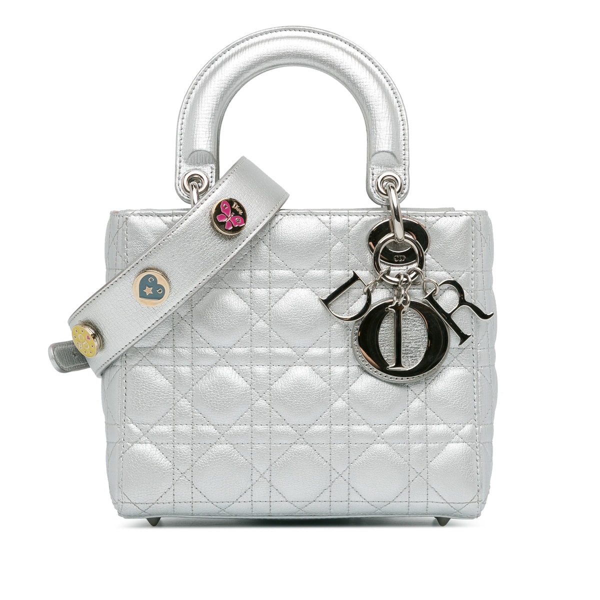 Small Metallic Grained Calfskin Cannage Lucky Badges My Lady Dior_0