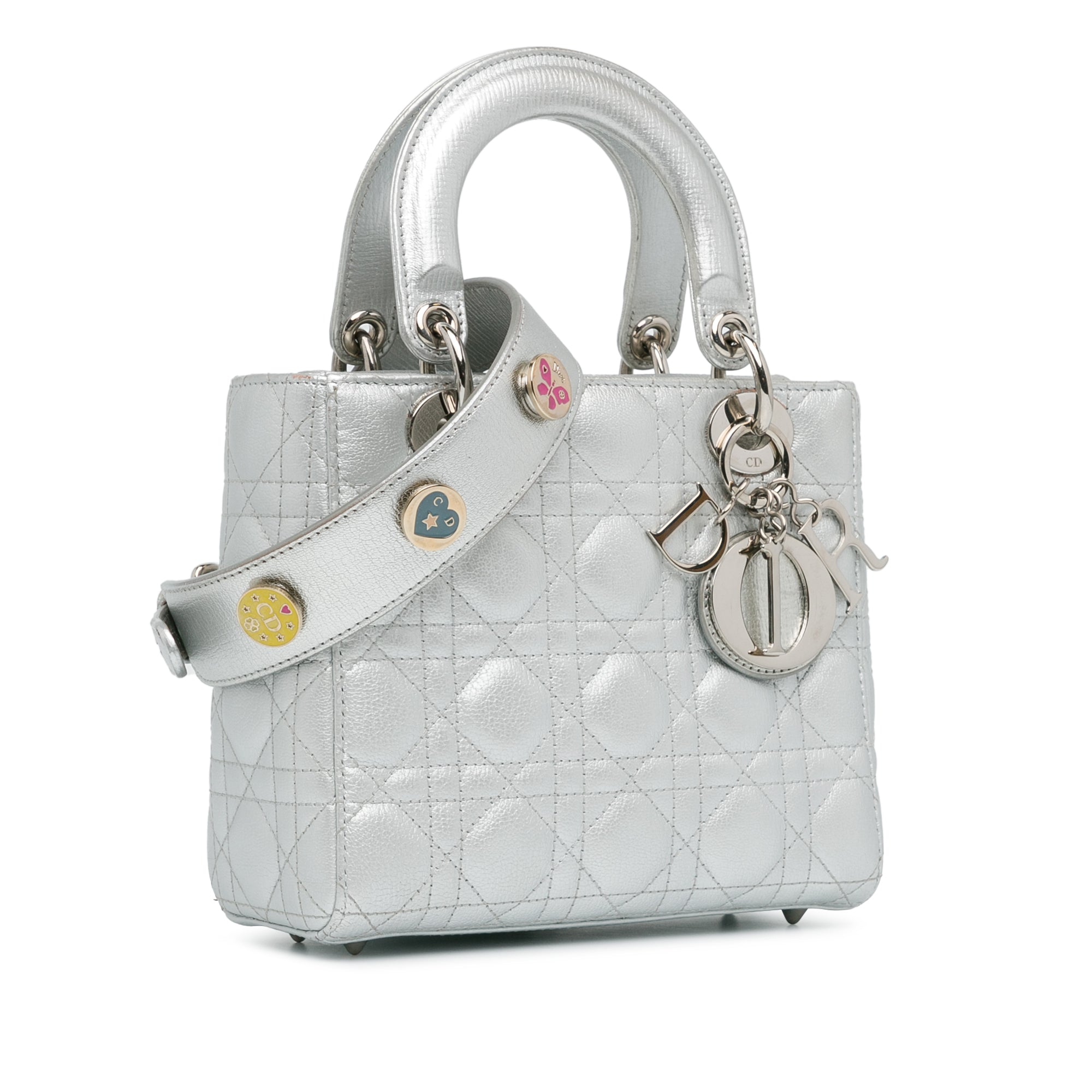 Small Metallic Grained Calfskin Cannage Lucky Badges My Lady Dior_1