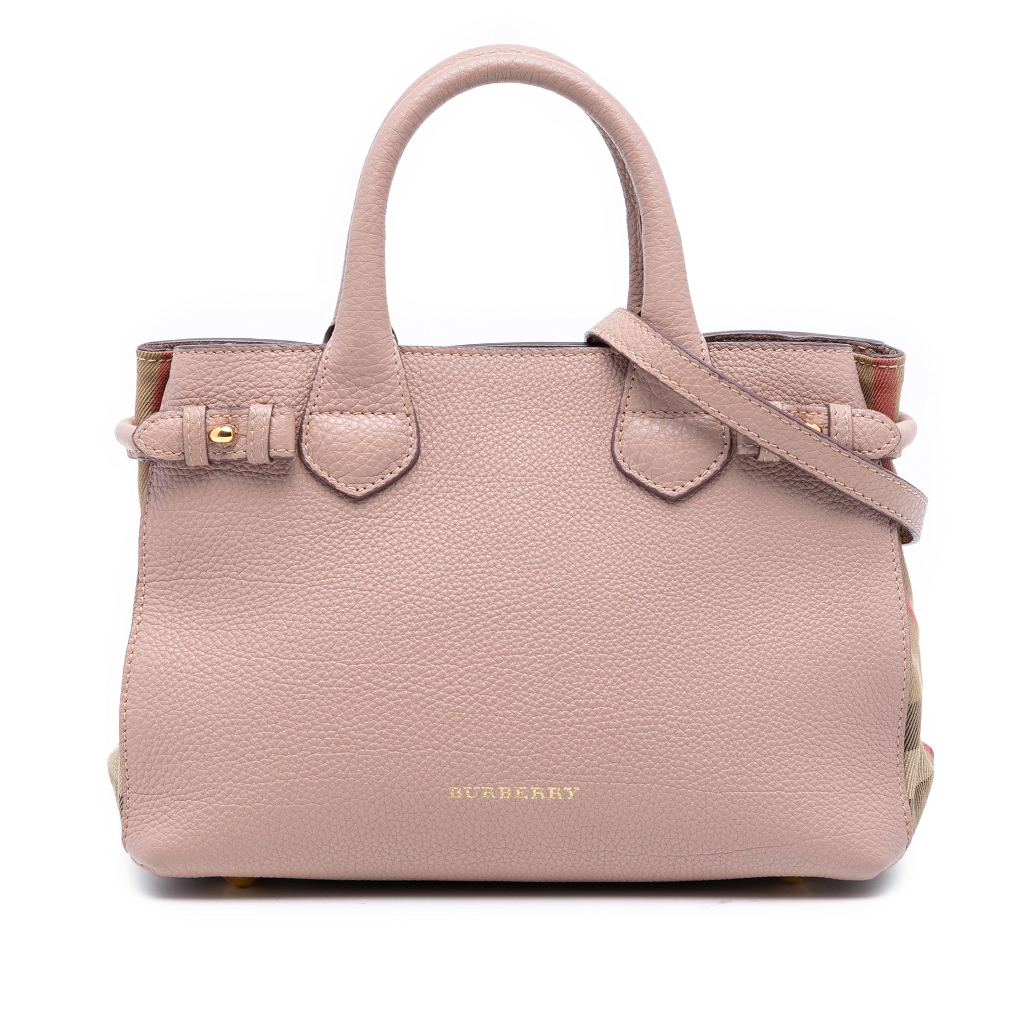 Small Calfskin and House Check Banner Satchel