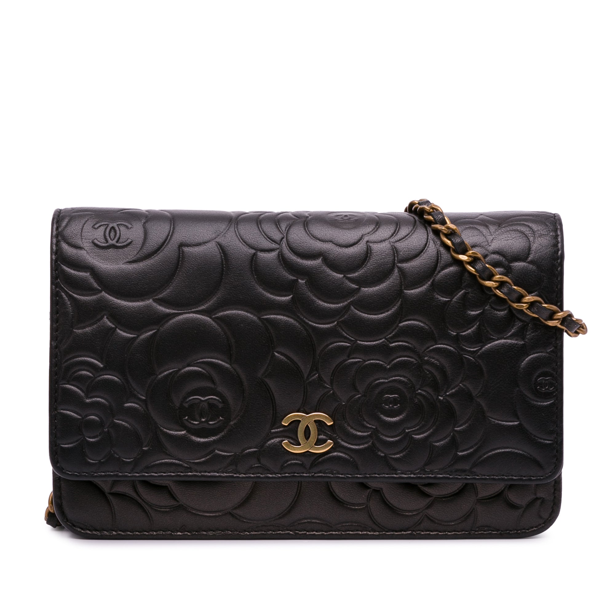 Lambskin Camellia Wallet On Chain_0