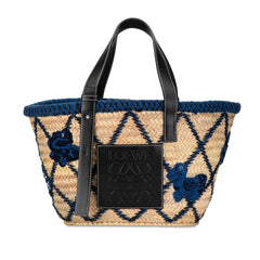 William de Morgan Medium Embroidered Palm Leaf Basket Tote_0