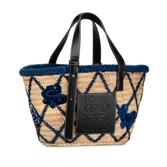 William de Morgan Medium Embroidered Palm Leaf Basket Tote_1