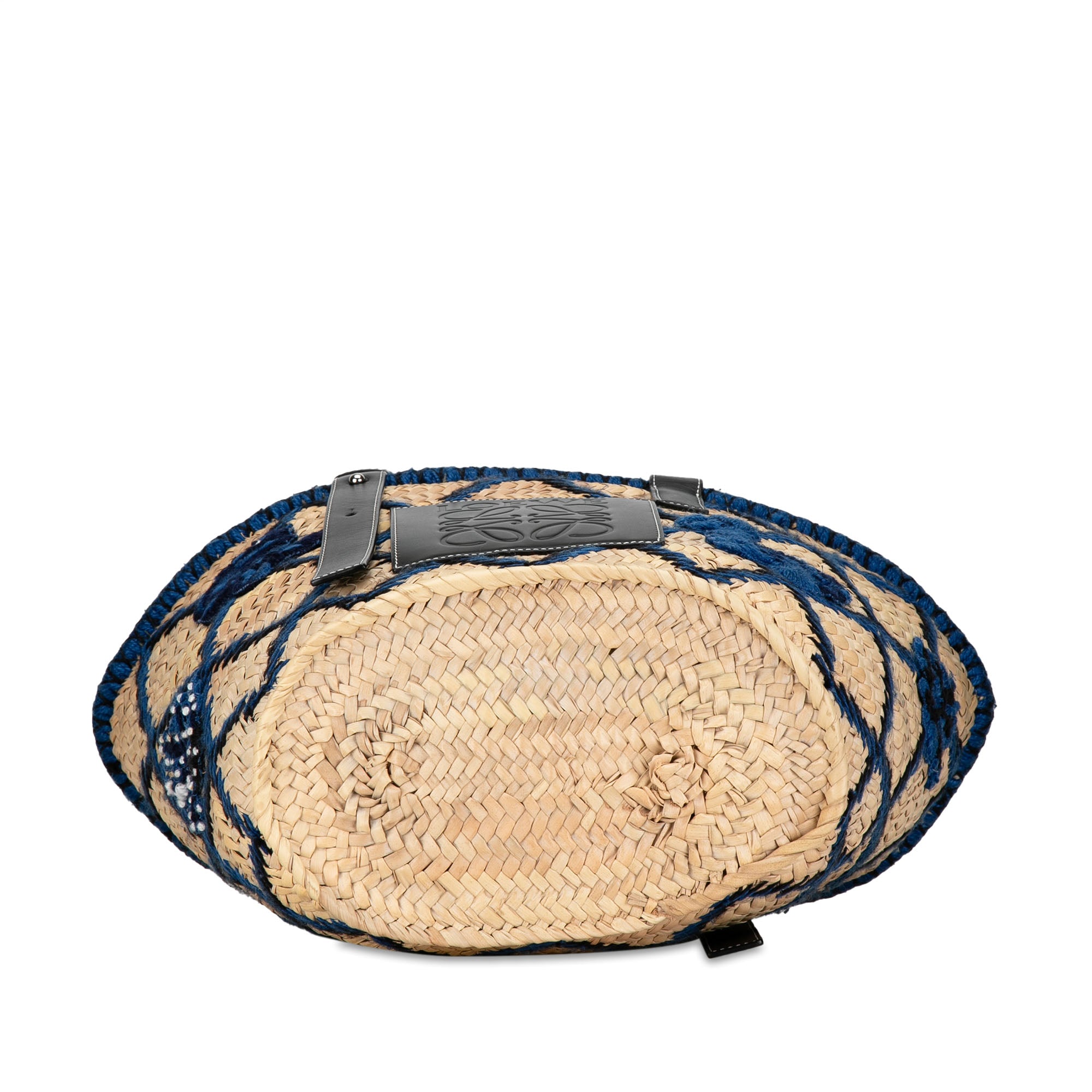 William de Morgan Medium Embroidered Palm Leaf Basket Tote_3