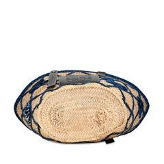 William de Morgan Medium Embroidered Palm Leaf Basket Tote