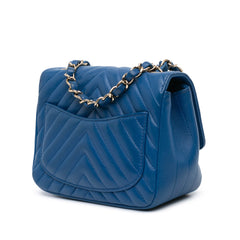 Mini Square Classic Chevron Lambskin Single Flap