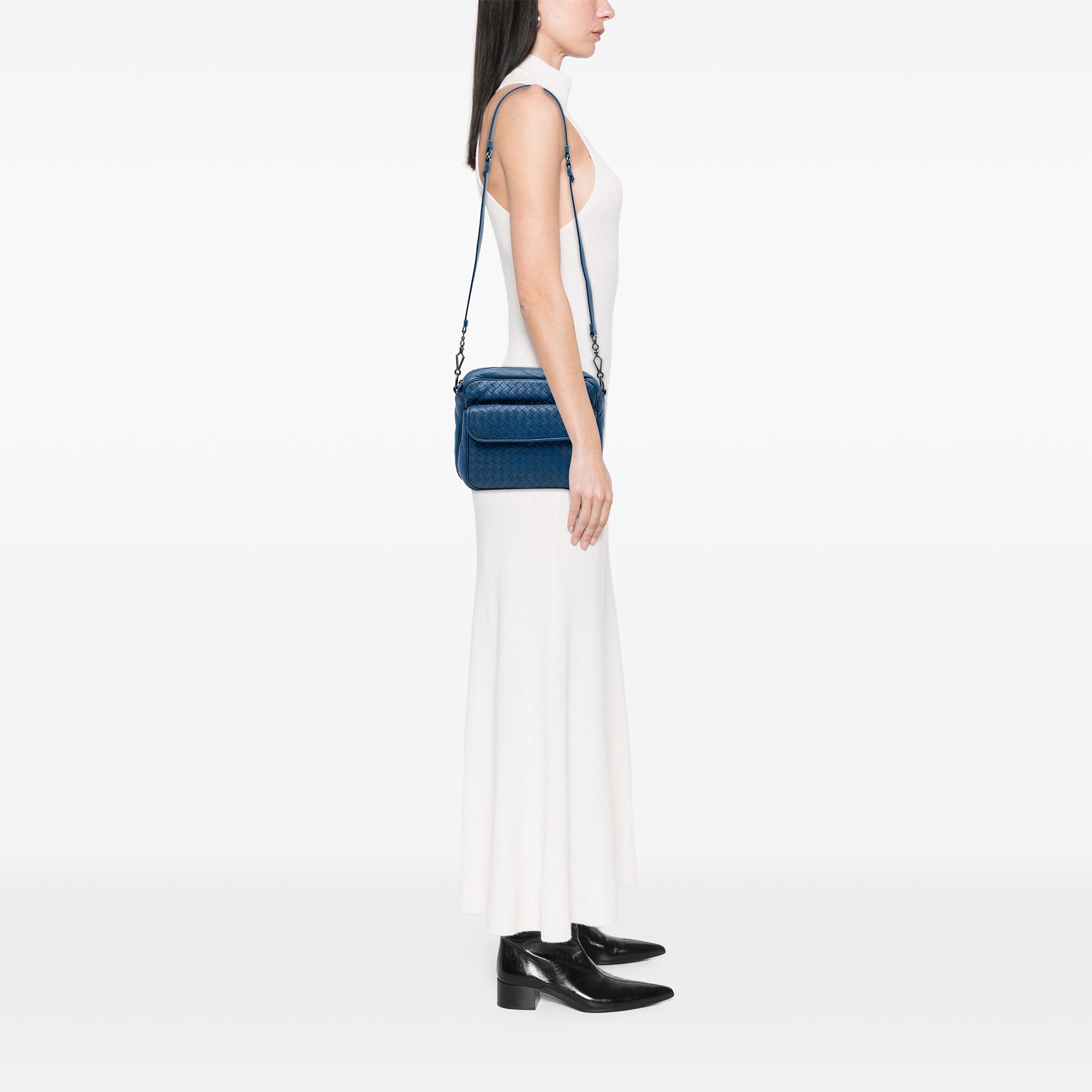 Nappa Intrecciato Front Pocket Messenger Bag