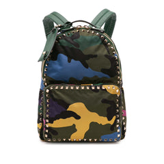Printed Nylon Camouflage Rockstud Backpack