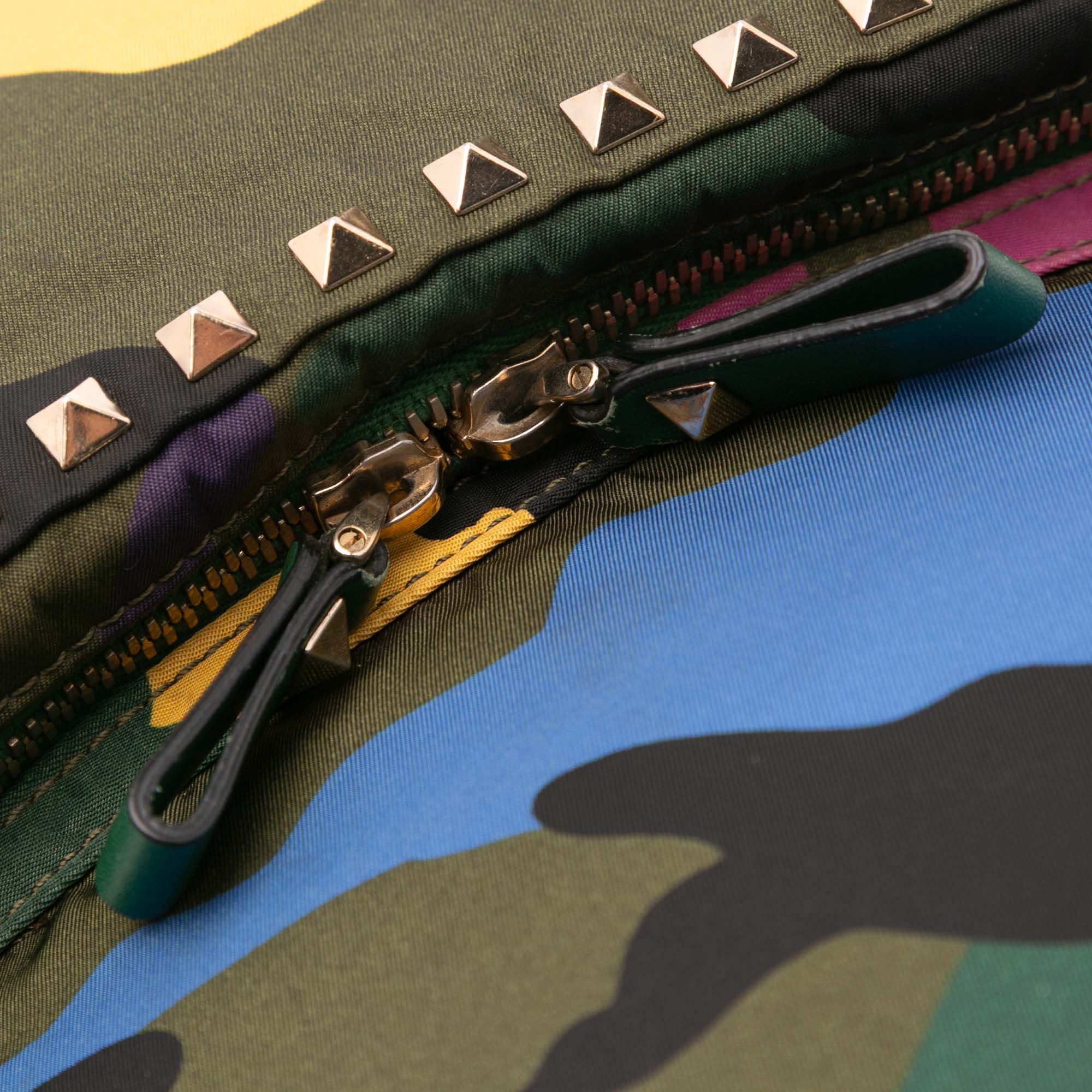 Printed Nylon Camouflage Rockstud Backpack