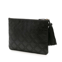 Medium Quilted Lambskin Double Stitch Tassel O Case Clutch