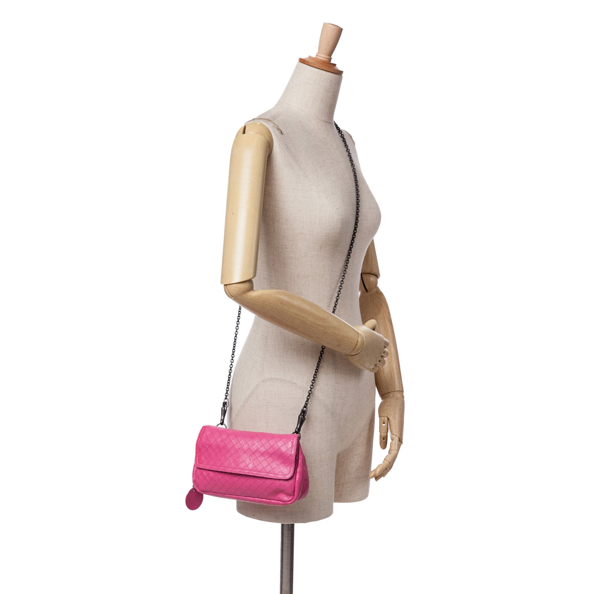Small Calfskin Intrecciomirage Embossed Butterfly Chain Crossbody