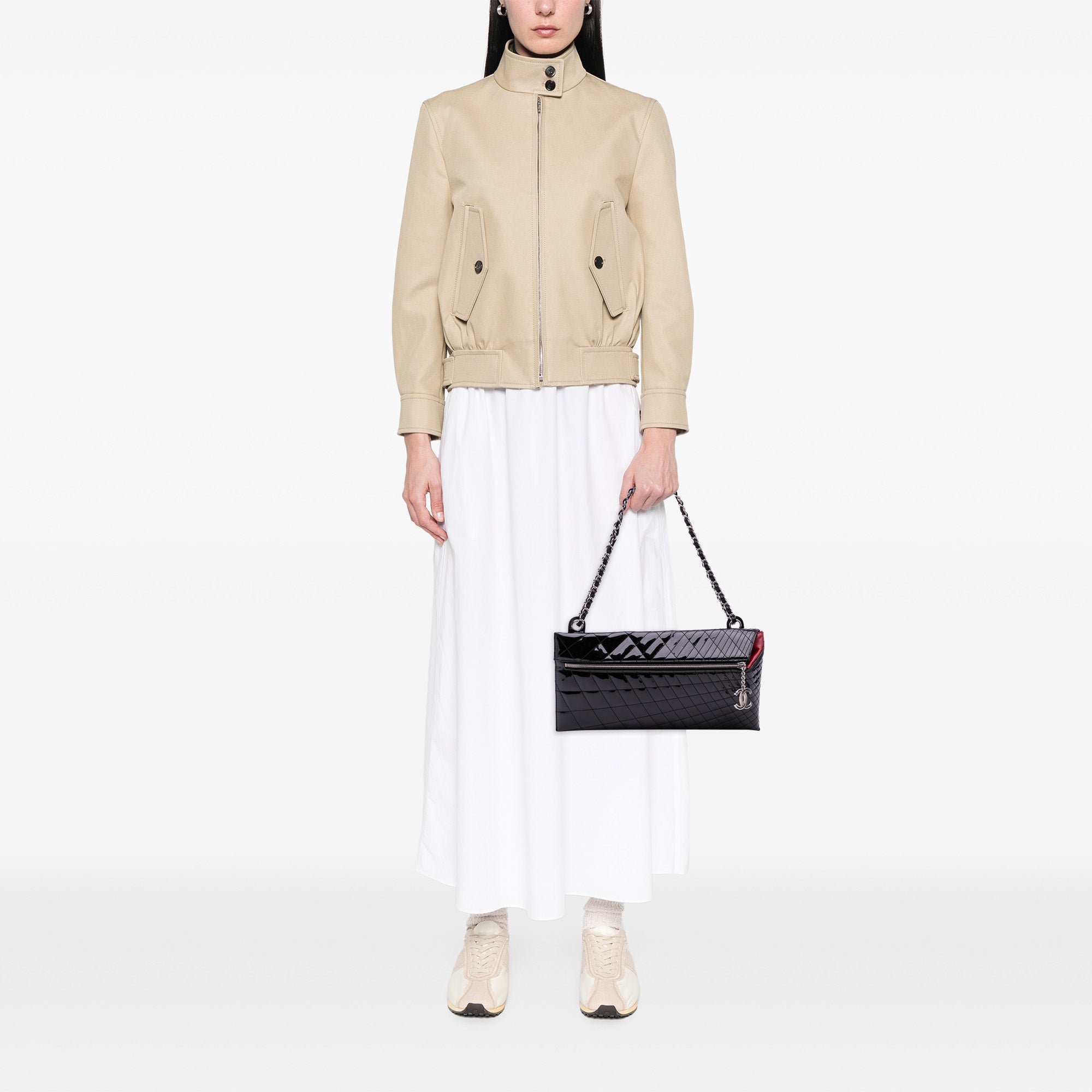 Quilted Patent Geometric Kaleidoscope Shoulder Bag