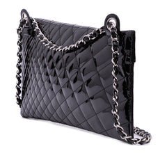 Quilted Patent Geometric Kaleidoscope Shoulder Bag