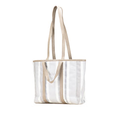 Medium Woven Calfskin Barbes East West Shopper Bag