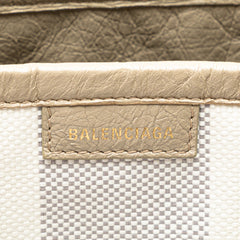 Medium Woven Calfskin Barbes East West Shopper Bag