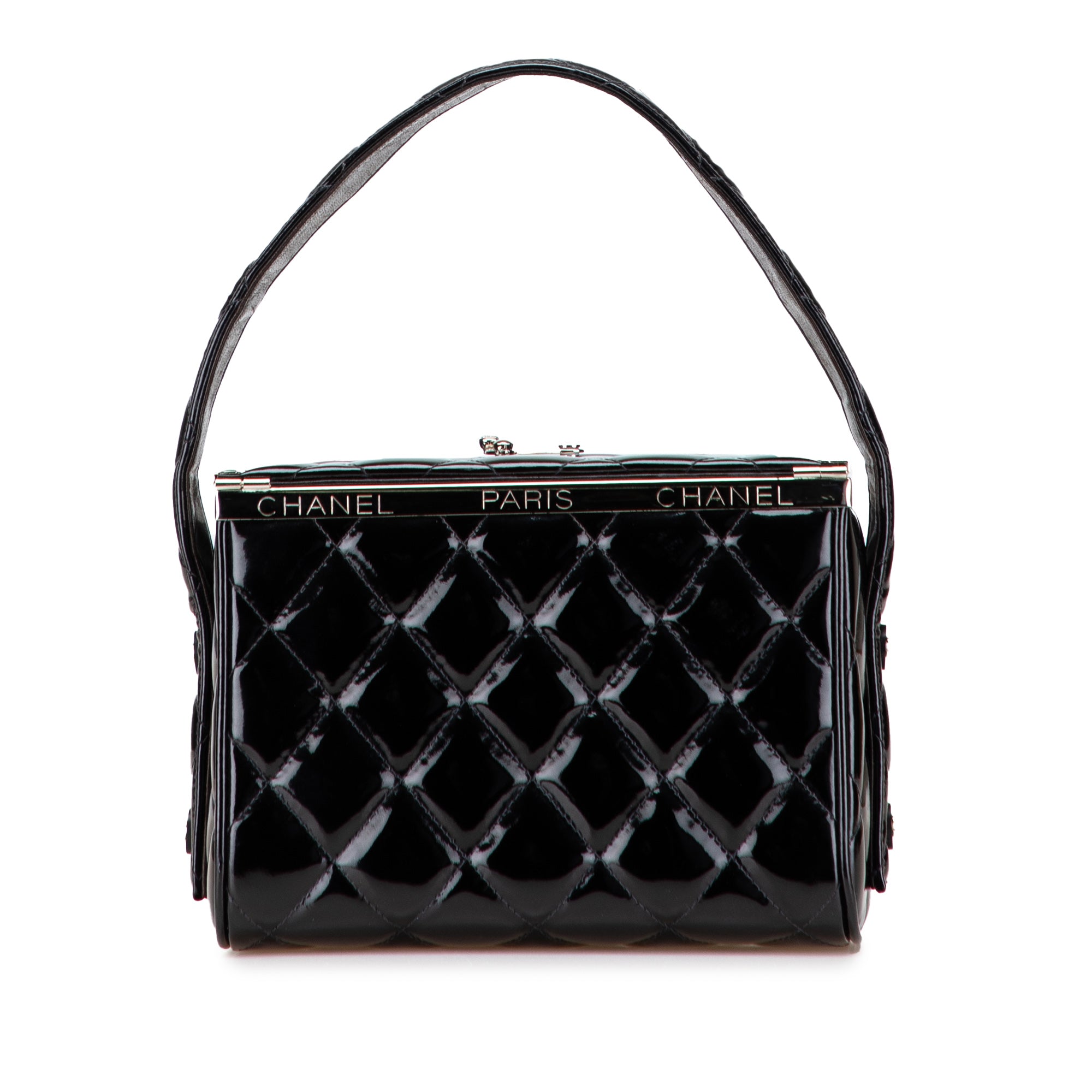 Quilted Patent Leather Box Handbag