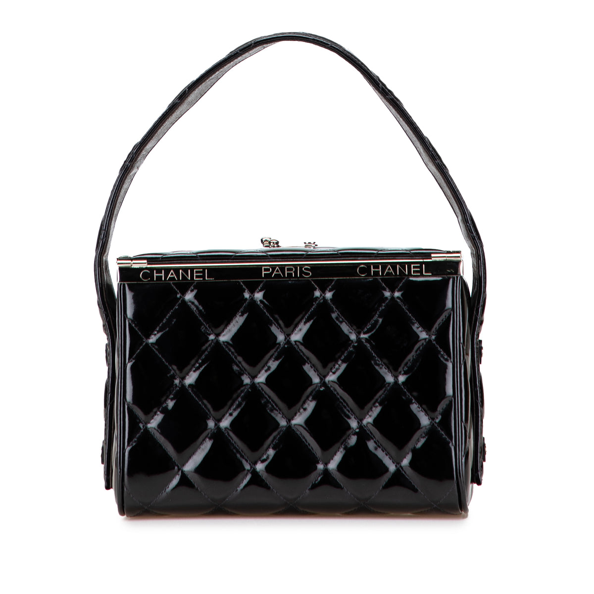 Quilted Patent Leather Box Handbag
