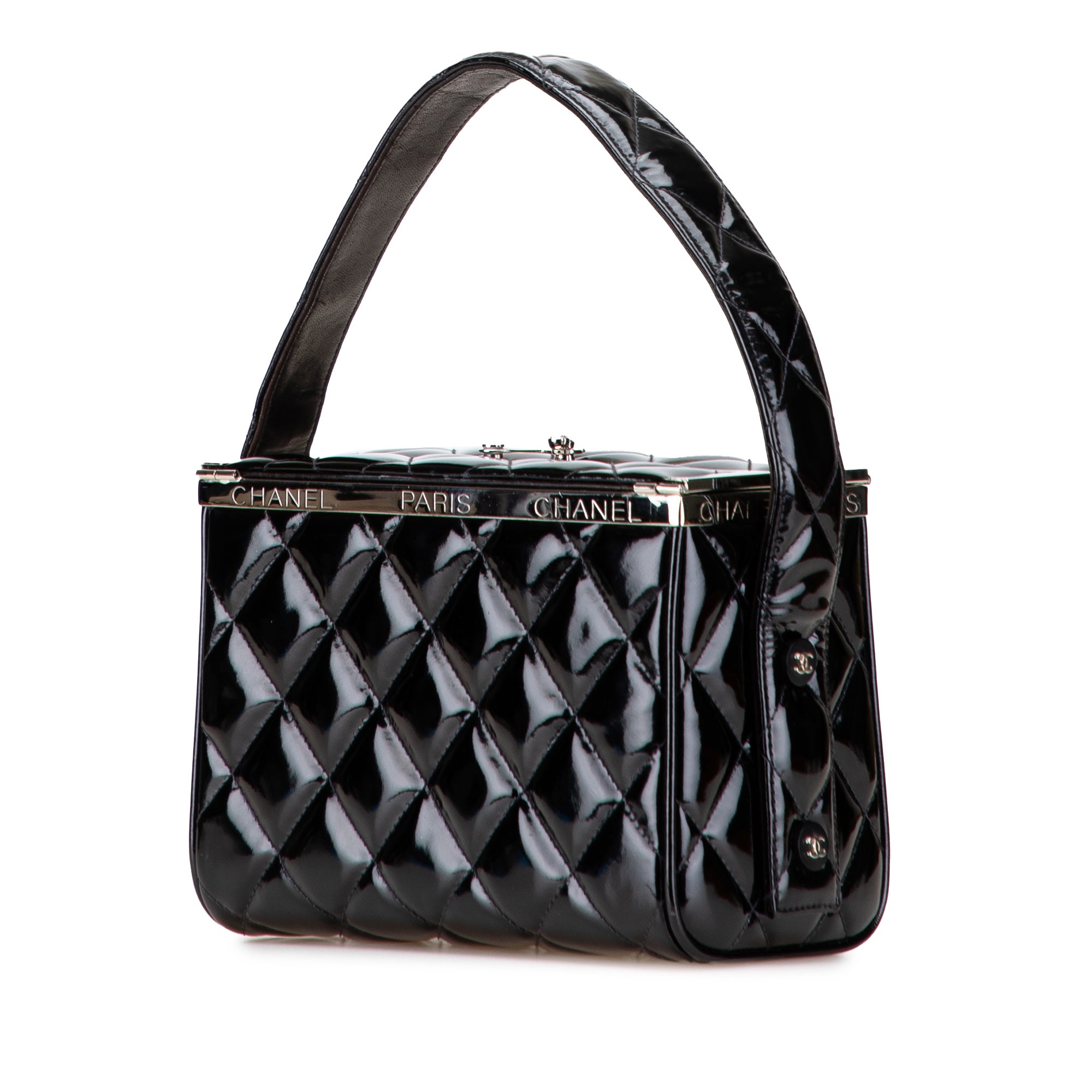 Quilted Patent Leather Box Handbag