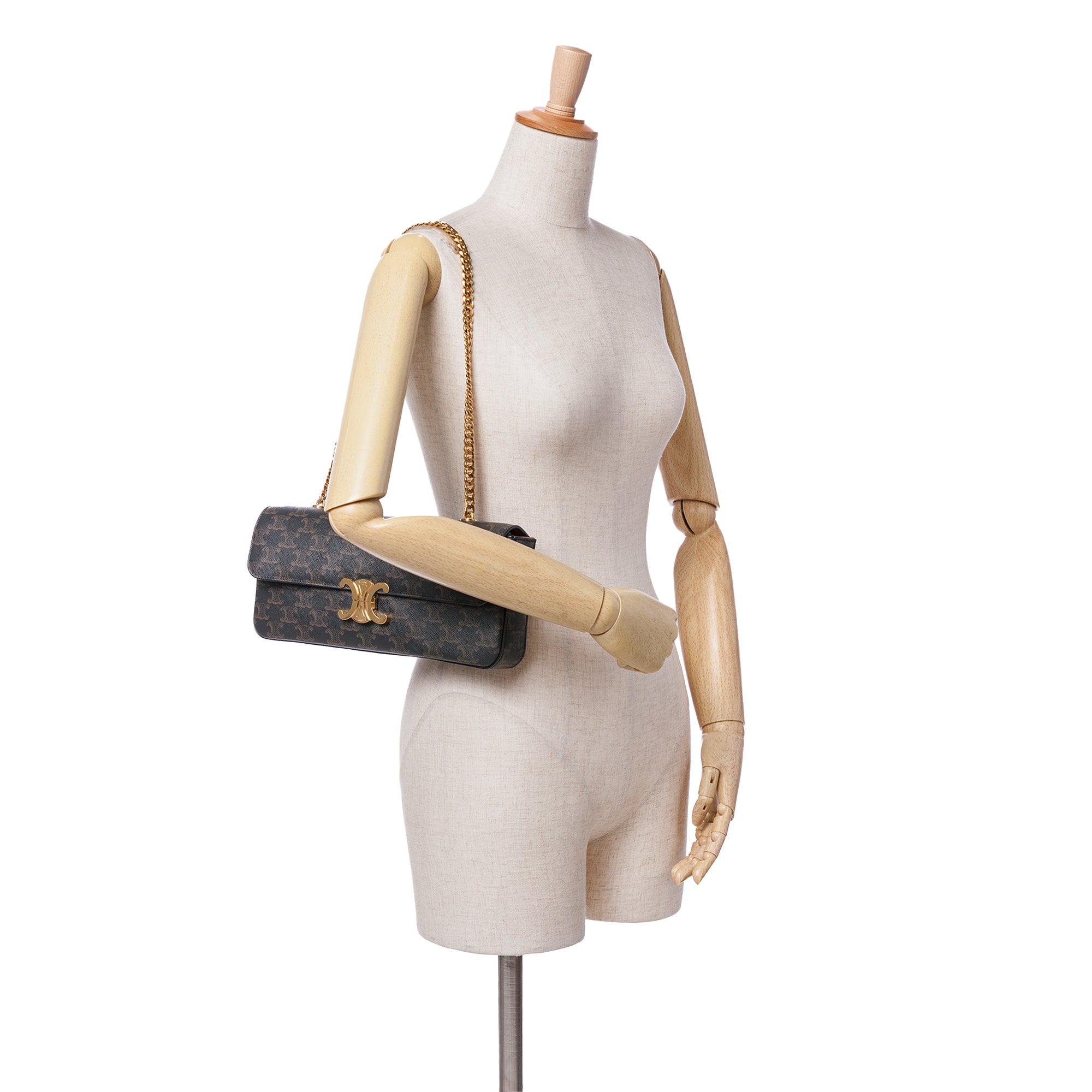 Triomphe Coated Canvas Chain Shoulder Bag