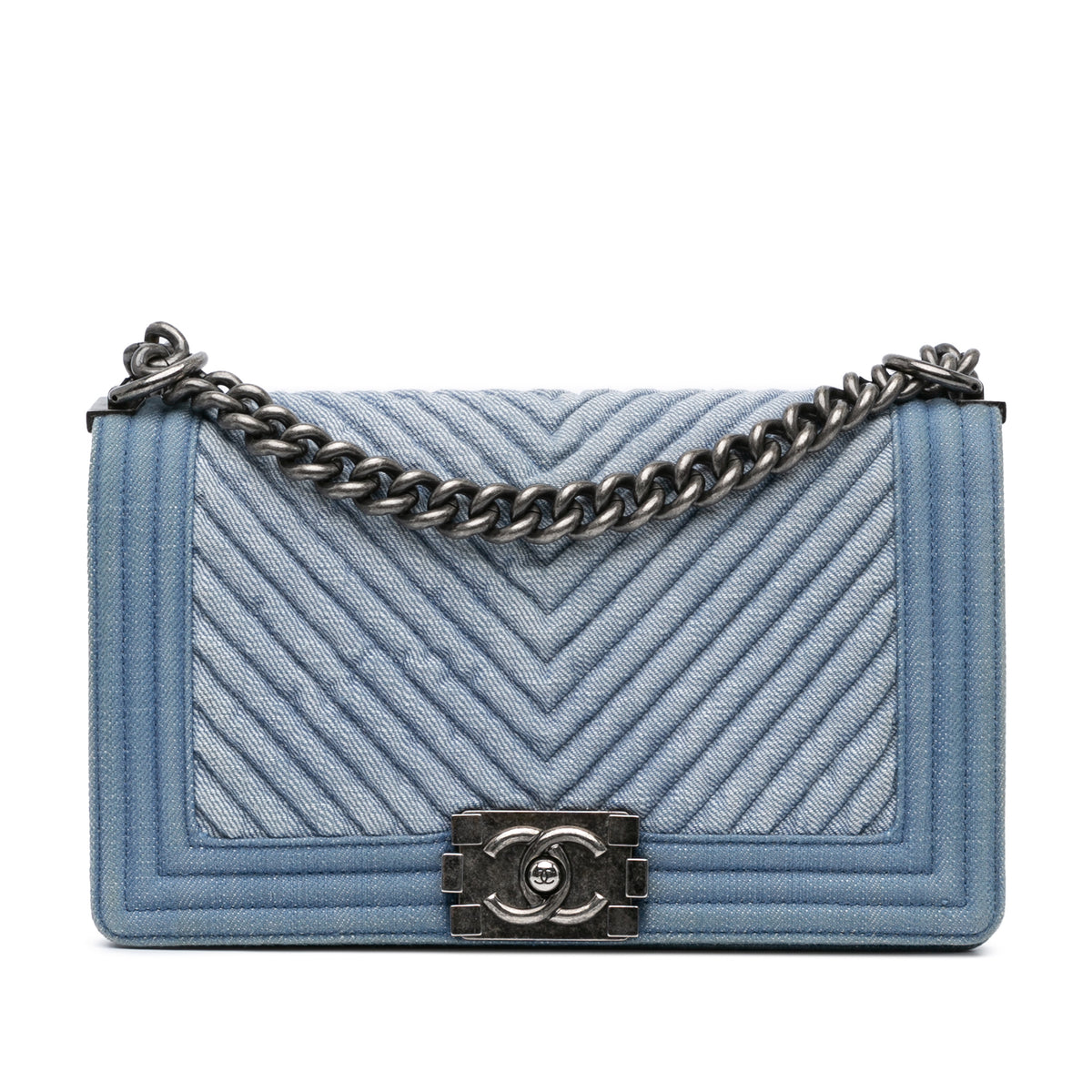 Old Medium Chevron Denim Boy Flap