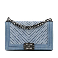 Old Medium Chevron Denim Boy Flap