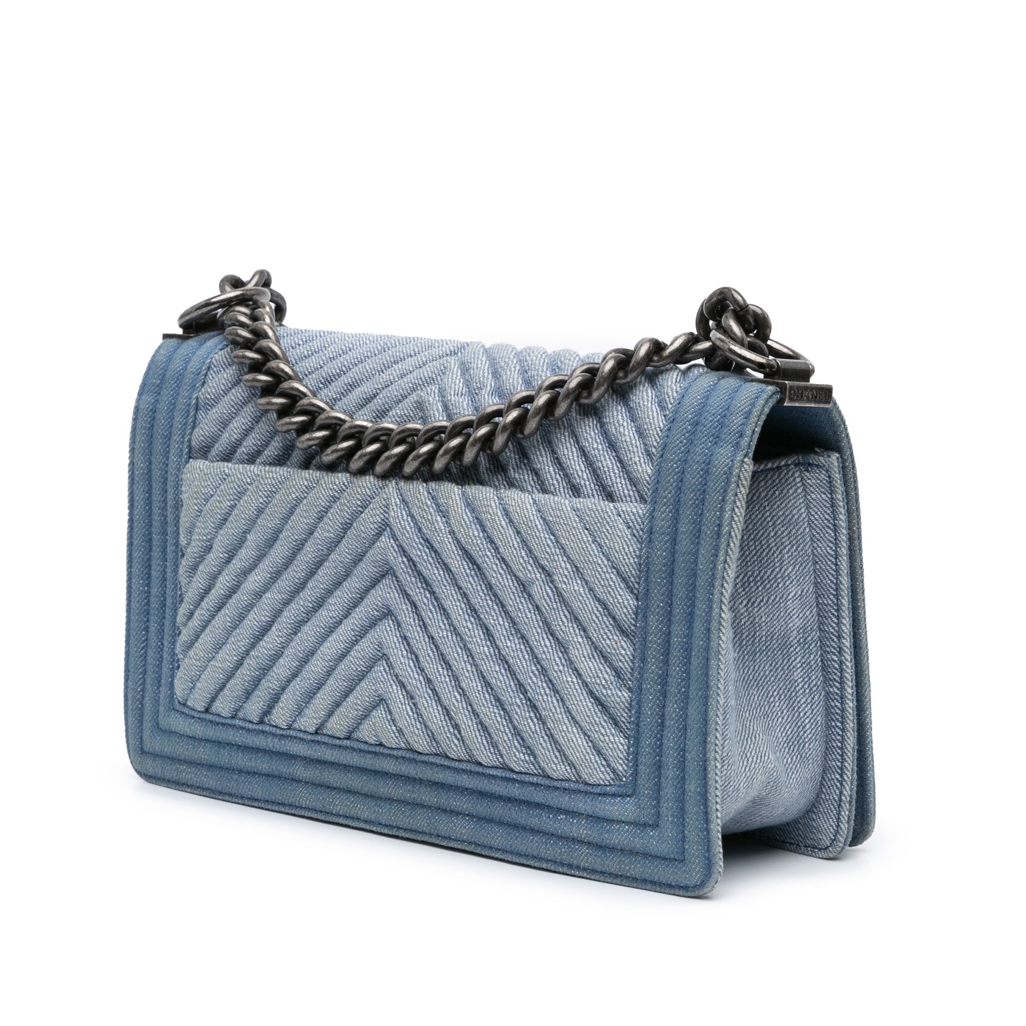 Old Medium Chevron Denim Boy Flap