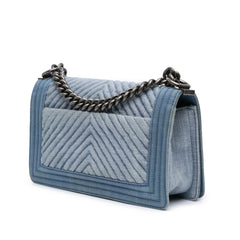 Old Medium Chevron Denim Boy Flap
