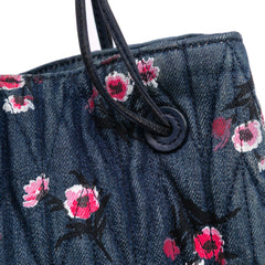 Matelasse Embroidered Denim Shoulder Bag
