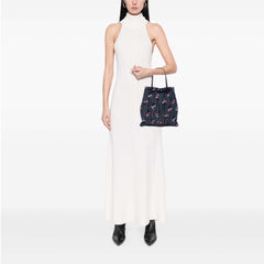 Matelasse Embroidered Denim Shoulder Bag