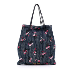 Matelasse Embroidered Denim Shoulder Bag