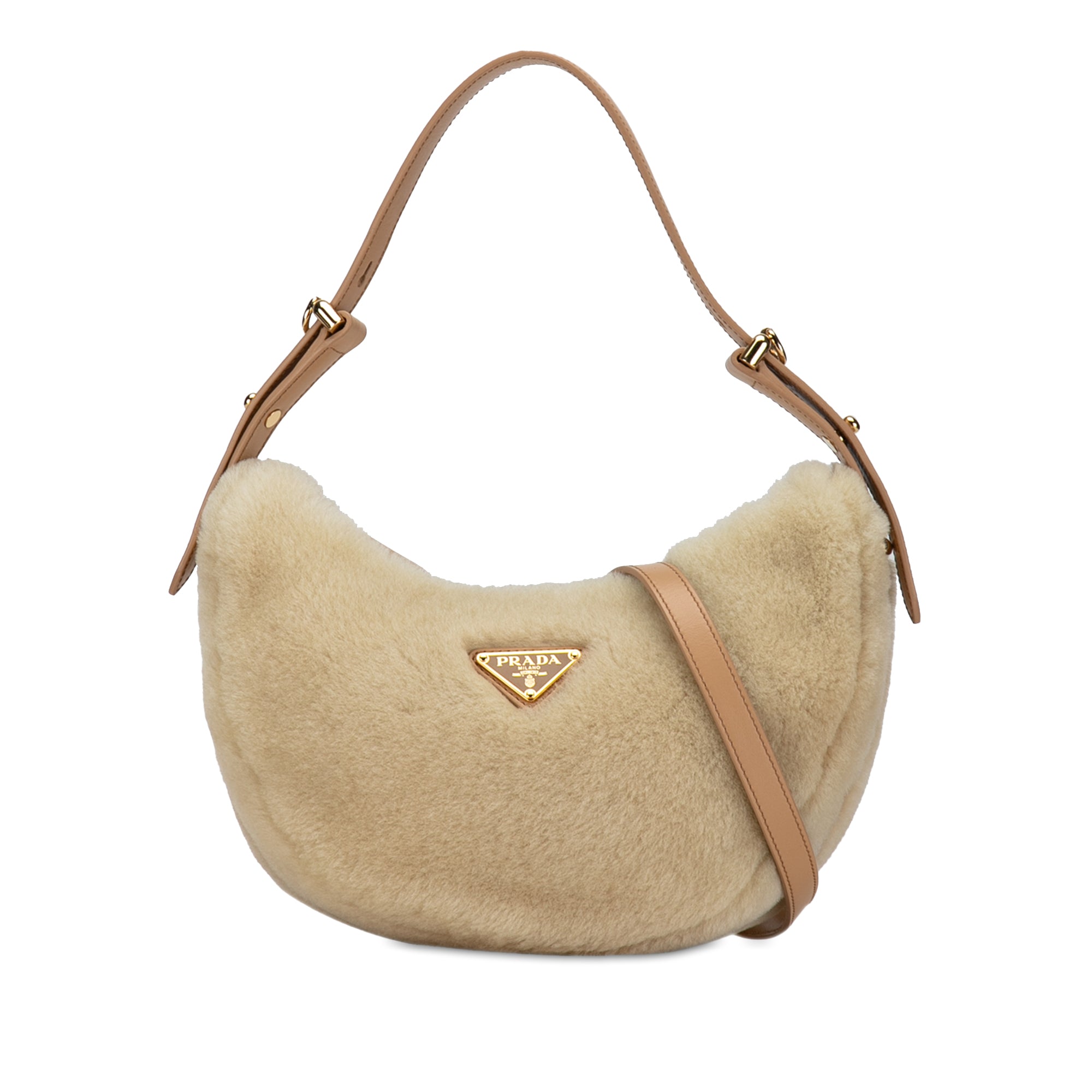 Shearling and Leather Arqué Satchel_0