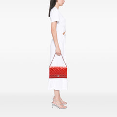 CC Quilted Patent Clutch with Chain